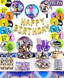 Niteluo Video Game Party Supplies Decorations - for 16 Guests Birthday Party Favor for Boys Kids, Includes Flatware, Spoons, Plates, Cups, Straws, Table Cover