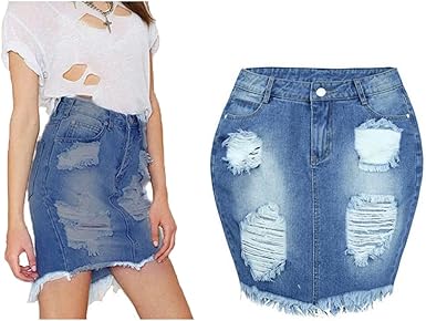 blue jean skirts amazon