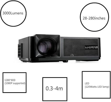 3000 Lumens1280 * 800 Nativo resolución LED proyector con Pantalla ...