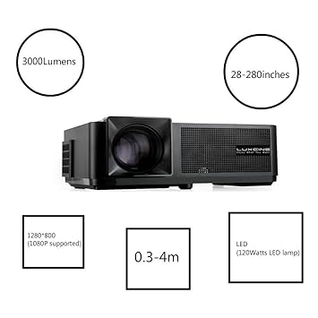 3000 Lumens1280 * 800 Nativo resolución LED proyector con Pantalla ...