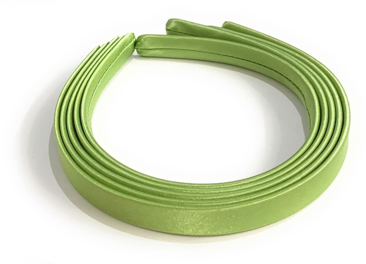 5 x 15mm Thick Plain Satin Headbands Pack School Girls Alice Hair Band DIY Headband Set UK (Sage Green)