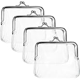 4 Pcs Clear Coin Purse Small Transparent Wallets For Women Metal Kiss Lock Change Pouch Jelly Wallets Pvc Kiss-Lock Clear Wallet Transparent Change Purse Kiss Lock Plastic Pvc Coin Wallet For Wome