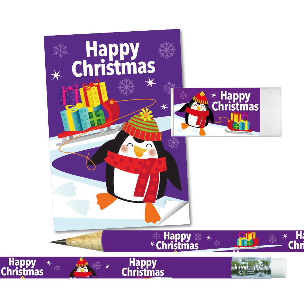 SuperStickers Happy Christmas - Penguin 36 piece Stationery Set