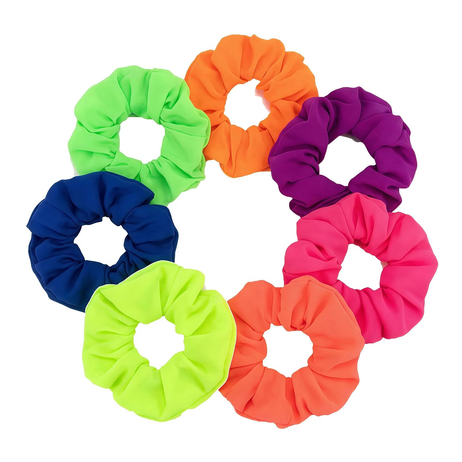 7Pcs Neon Scrunchies 80s Retro Bright Elastic Hair Ties Soft Ponytail Holders Hair Bands for Women Girls Hair Accessories