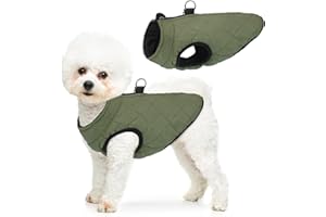 SCENEREAL Winter Dog Vest Coat with Harness Built In, Warm Puppy Jacket for Small Medium Dogs, Cold Weather Coat with Zipper, Fleece Puffer Vest Windproof Snow Clothes