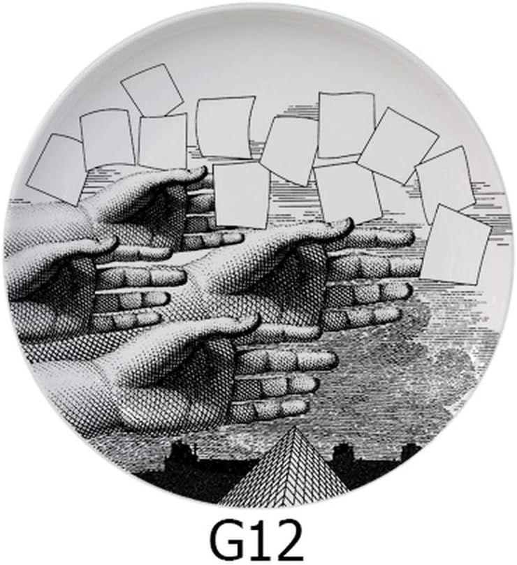 Lina Cavalieri Plates Human Face Decorative Ceramic Plates Wall Hanging Dish Home Decorative Craft Black&white Illustration Hanging Dishes Sample Room/home/hotel Decoration (G12,7 inch)