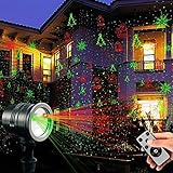 Christmas Laser Light Projector, Popstar Waterproof LED Red Green Star Motion Fairy Shower Magic Landscape Projection Lighting Buy Slide Show Display for Outdoor Outside House Holidays Xmas Decoration