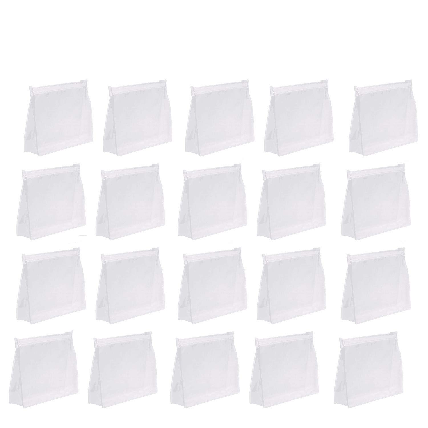 sansheng 20Pcs Mini Small PVC Transparent Plastic Cosmetic Organizer Bag Pouch With Zipper Closure for Vacation Travel, Bathroom and Organizing Waterproof Makeup Bag : Beauty