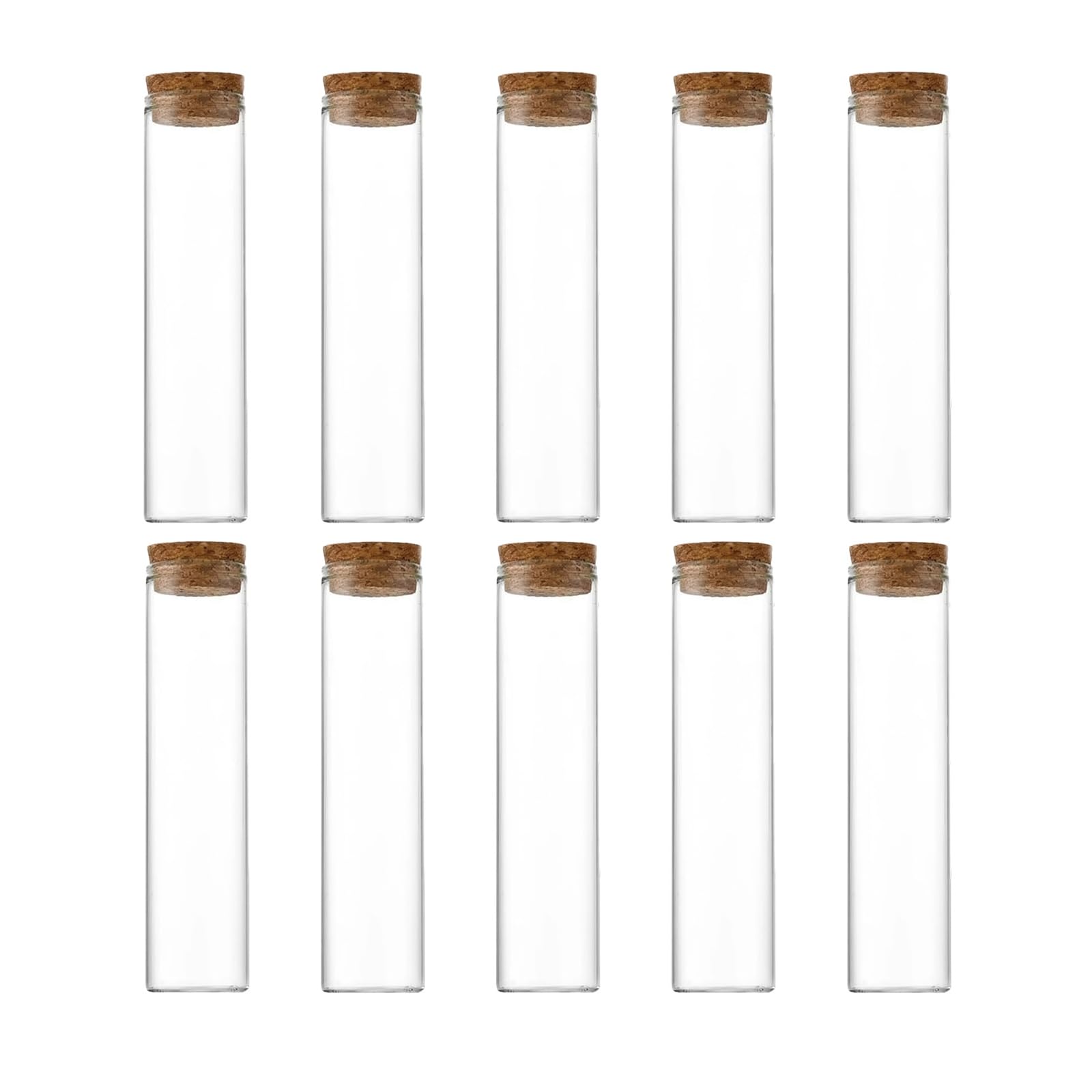 10PCS 60ml/2oz Empty Clear Glass Test Tubes Reagent Bottle with Cork Stoppers for Foods Cosmetic Candy Tea Powder Liquid Dispenser