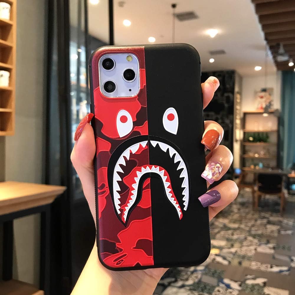 Kplvet iPhone 11 Pro Soft Case,3D Embossed Craft Ultra Slim Thin Durable Unfading Coloring TPU Cover for 5.8 iPhone 11 Pro,Street Fashion Basic Protective Phone Case (Red Black Shayu)