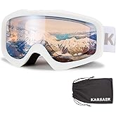 Karsaer Ski Goggles Anti-Fog Snow Goggles OTG 100% UV Protection Snowboard Goggles Bendable Dual-Lenses for Men Women Youth