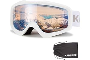 Karsaer Ski Goggles Anti-Fog Snow Goggles OTG 100% UV Protection Snowboard Goggles Bendable Dual-Lenses for Men Women Youth