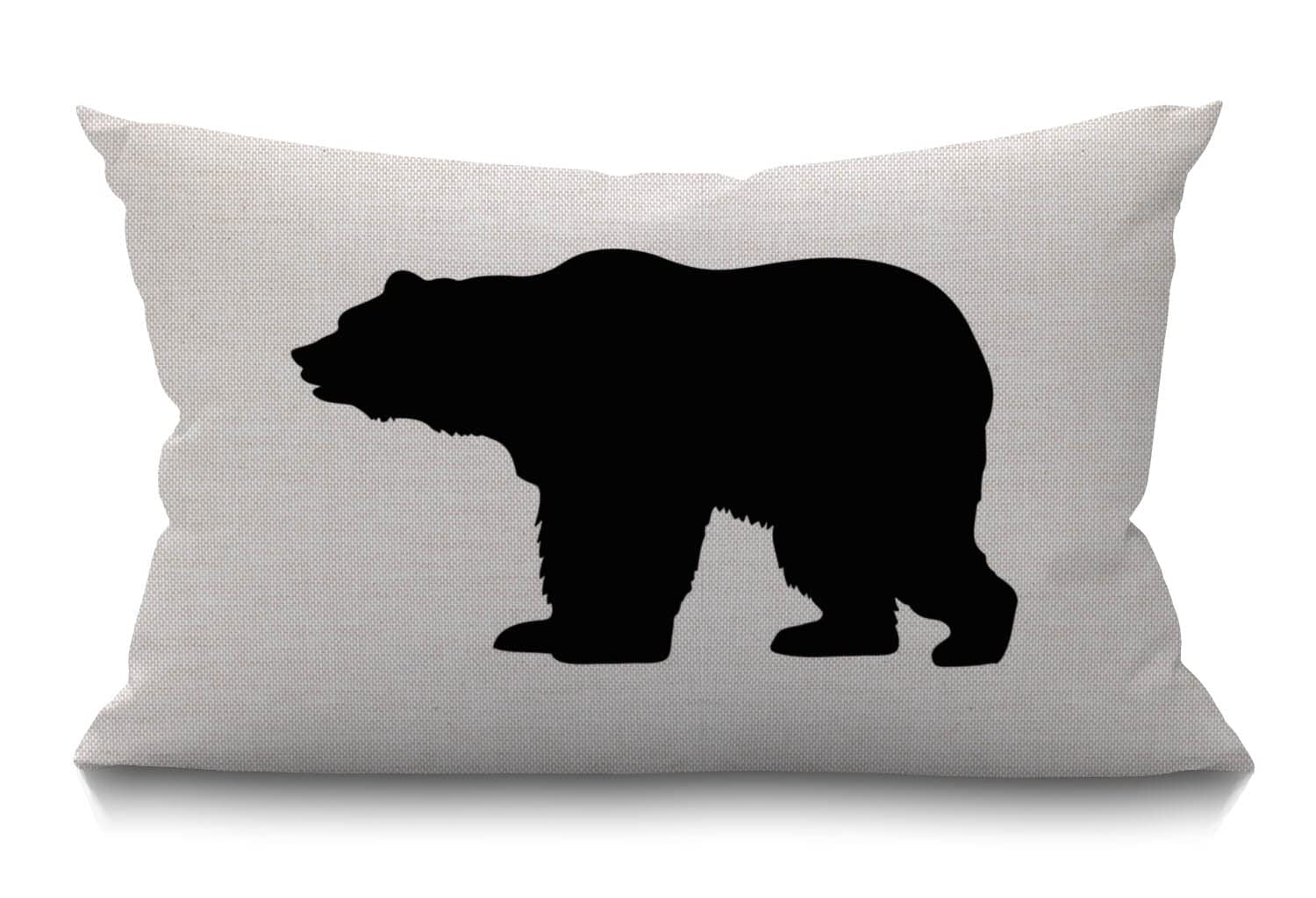 BGBDEIA Bear Cushion Cover,Throw Pillow Cover Black Bear Decorative Pillow Case Home Decor 20x12 Inches Pillowcase 30 x 50 cm
