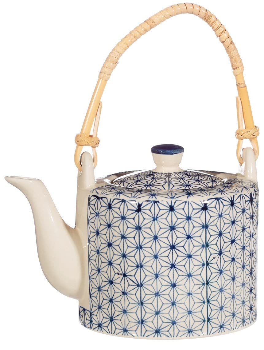 Sass and Belle Sashiko Pattern Teapot with Bamboo Handle