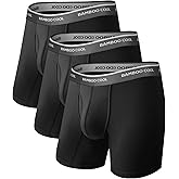 BAMBOO COOL Men's Ultra-Soft Breathable Boxer Briefs 3-Pack - Moisture Wicking Underwear | Comfort Fit, Tagless