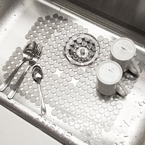 BINO 'Cirlcles' AntiBacterial Kitchen Sink Protector Mat, Grey Eco