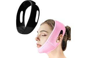 Beiskll Reusable V Line Lifting Mask with Chin Strap, V Shaped Face Mask for Sagging, Jaw Exerciser (Pink and Black)