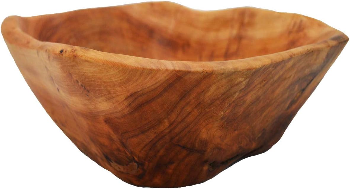 YUZENET Wooden Bowl Natural Root Wood Crafts Bowl, Hand Carved Salad and Fruit Serving Bowl (10-12")