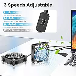 GDSTIME 2-Pack 60mm x 15mm USB Fan with 3 Speed