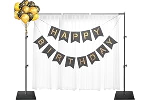 EMART Backdrop Stand, 6.5x10 ft Adjustable Photo Background Pipe and Drape Photography Kit with Heavy Duty Metal Flat Base for Parties, Wedding, Video Studio, Birthday - Black