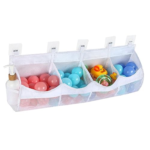 Glydea Large Bath Toy Storage Organizer, 70cm Mesh Baby Bath Toy Holder, Quick-Drying Bath Toy Net for Kids, Hanging Bath Tidy with 5 Strong Suction Hooks for Bathroom & Shower Wall