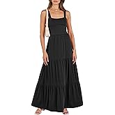ANRABESS Women's Summer Casual Long Maxi Beach Vacation Dresses Sleeveless Square Neck Flowy Tiered Sun Dress with Pockets
