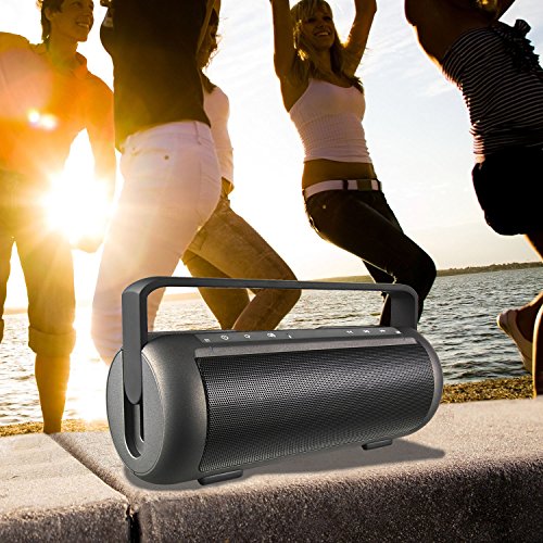 KOCASO Bluetooth 3.0 Ultra Portable Wireless Boom Box Lightweight Small Loud Speaker with Carrying Pull-Up Handle, Built-In Speakerphone, AUX Jack, Smartphone Support, Samsung, iPhone, Droid - Black - Thumbnail 5