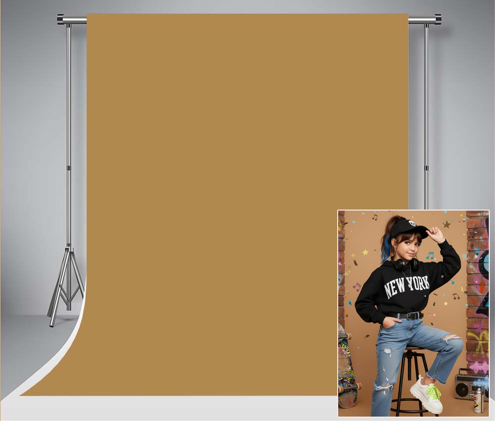 Kate Khaki Studio Backdrop 1.5x2.2m/5x7ft Basic Portrait Shooting Wedding Photo Booth Soft Skin Friendly Newborn Baby Photography Backdrop Mocha Brown Portrait Photography Private Photos Props