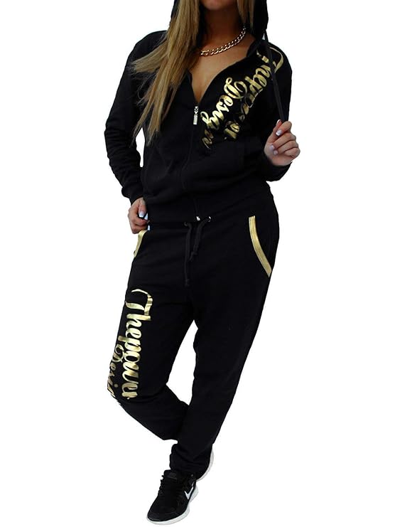 Unbekannt Damen Jogginganzug Trainingsanzug Hose + Jacke Damen Jogginganzug Trainingsanzug 2tlg Set lang bequem Fitness große