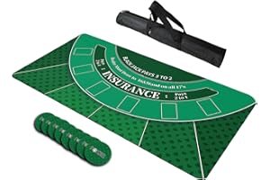 LENGAMPLAY Poker Mat, 8-10 Players Texas Holder Poker Table Top - 70" x 35" Poker Topper for Tables - Poker Game Mat with 8 Coasters in Gift-Ready and Zipper Storage Bag