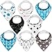 Dodo Babies Bandana Drool Bib Set – Eight 100% Cotton Bibs with Soft Polyester Lining, 2 Pacifier Clips, Binky Case, Blue Gift Bag for Baby Girl or Boy Shower – Adjustable Snap Fit for 3-24 Months