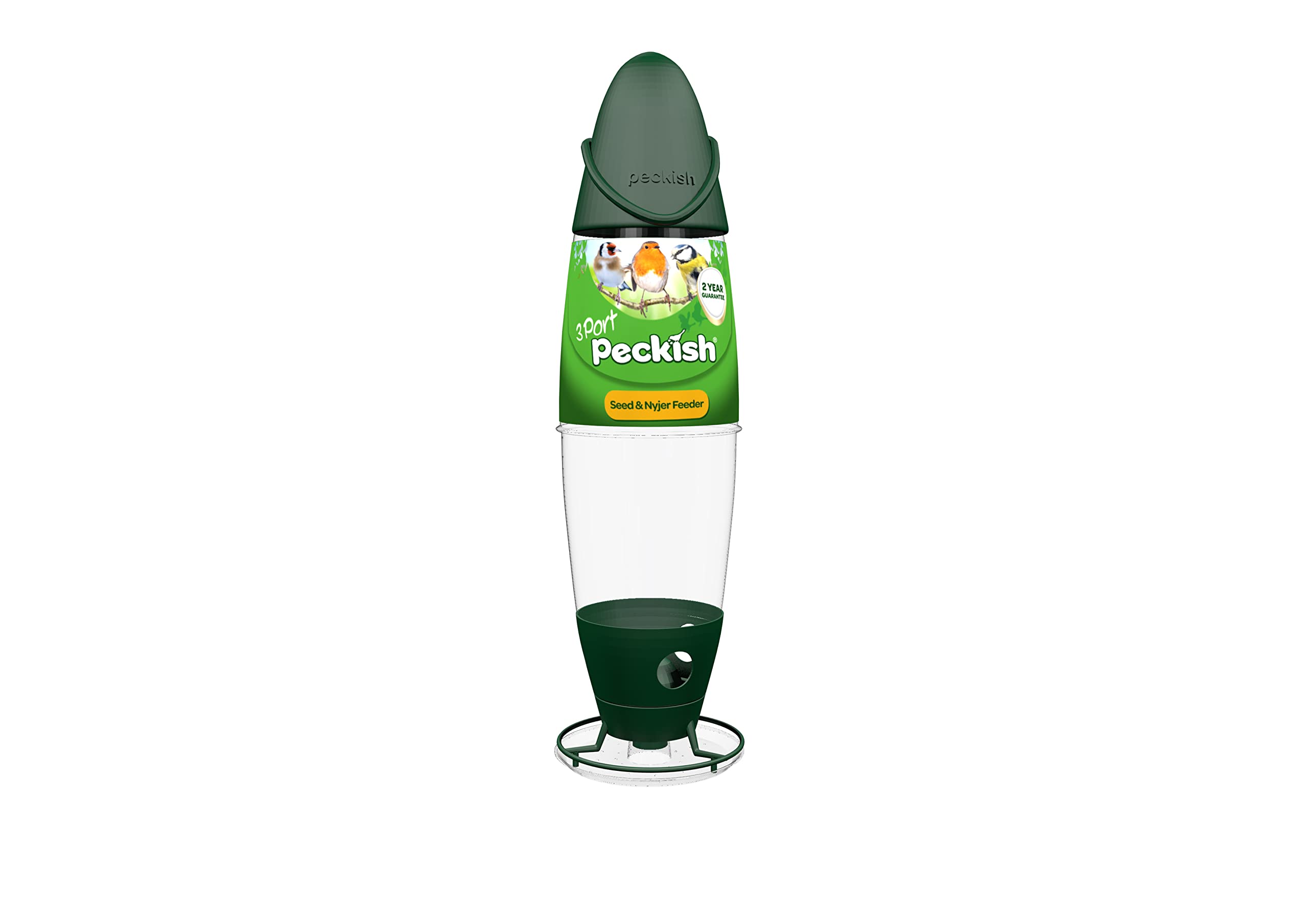 Peckish 60053068 3 Port Seed and Nyjer seed Feeder, Green