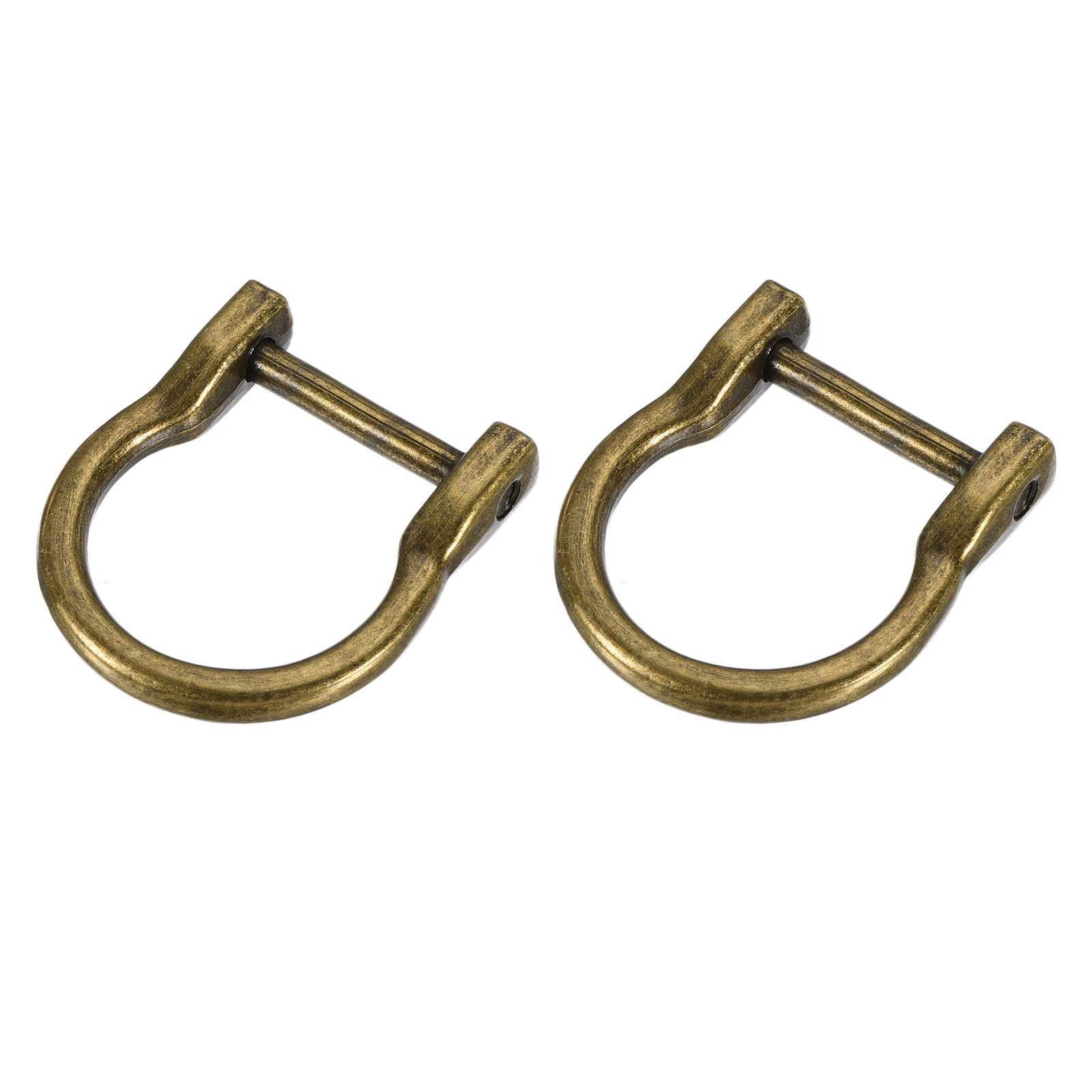 METALLIXITY Horseshoe D-Rings (23mm) 2pcs, Screw-in U-shaped Buckles Shackle - for Car Keys Keychain Bags Leather Crafts, Bronze Tone