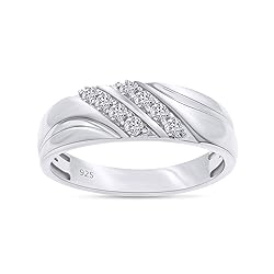 Men's Wedding Band Ring Round Cut Lab Created
