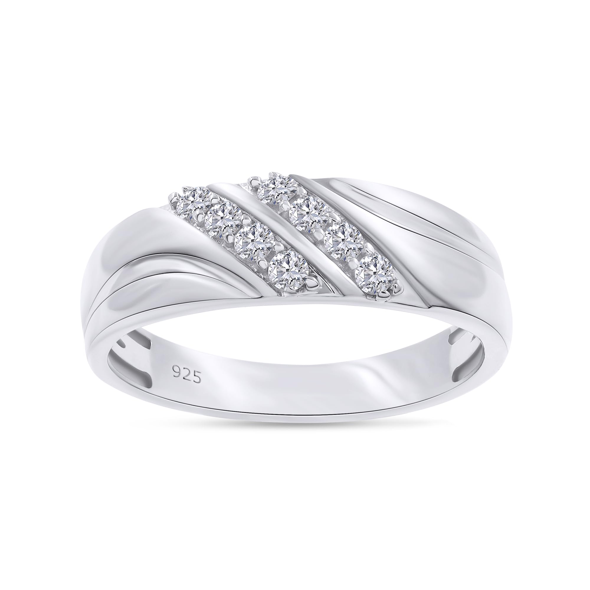 Men's Wedding Band Ring Round Cut Lab Created