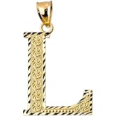10k Yellow Gold Initial Letter L Charm Pendant, 0.7"
