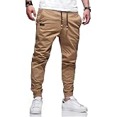 Bilitry Men Joggers Chino Cargo Pants Hiking Outdoor Recreation Pants Twill Fitness Track Jogging Pants