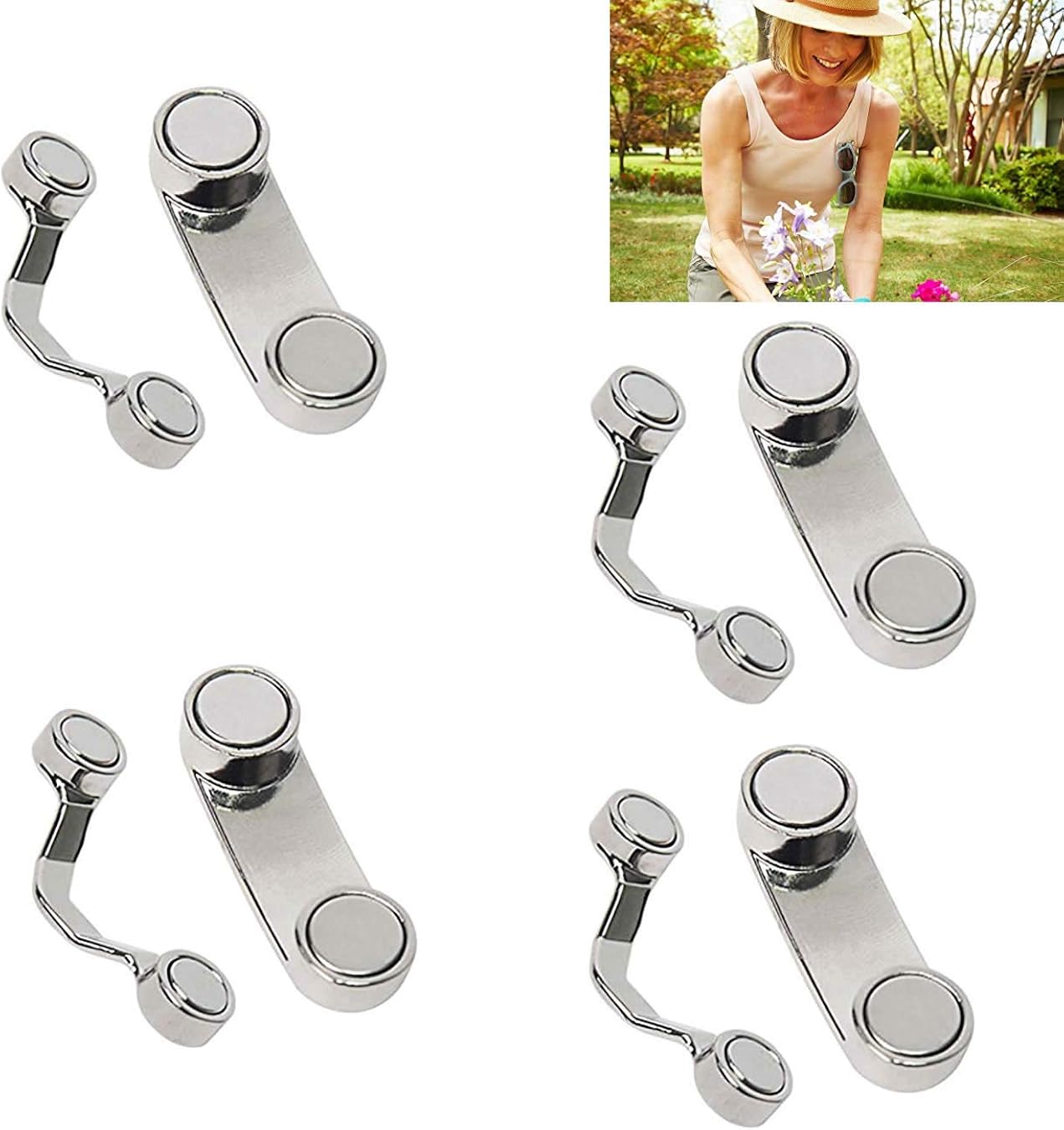 4 Pack Eyeglass Holder, Sunglasses Clip Badge Hang Hook