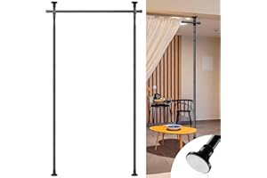 WEFAITH Freestanding Room Divider Curtain Rod - No Drilling Partition Room Dividers Wall,28-72inch(W) 4-10ft(H),Portable Tension Rod Curtain Stand for Studio Apartment Room Separation -Room Separator Black