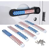 5 Flag Door Handle Inserts Cover Trim Compatible with 07-18 Jeep JK JKU 4Dr | Enhanced Style, Brushed Aluminum, Scratch-Resistant, Easy to Install