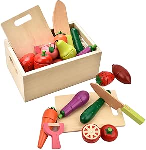 wooden cut up play food