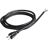 3Ft 12 Gauge 3 Prong Heavy Duty Universal AC Appliance Replacement Power Supply Cord Cable with Open End, SJT 12AWG 20Amp Conductor Wire Extension Cable, Black