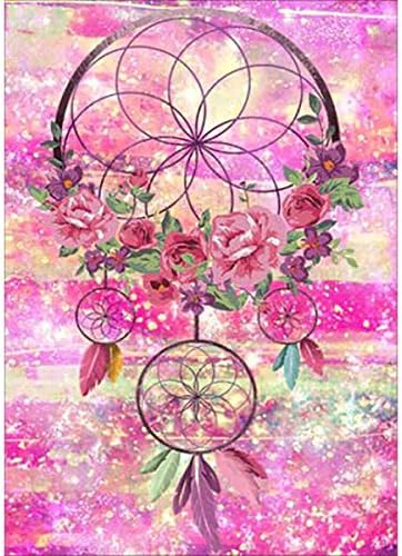 DIY 5D Diamond Painting by Number Kits, Full Drill Crystal Rhinestone Embroidery Pictures Arts Craft for Home Wall Decoration Dream Catcher 11.8 x 15.7 Inch