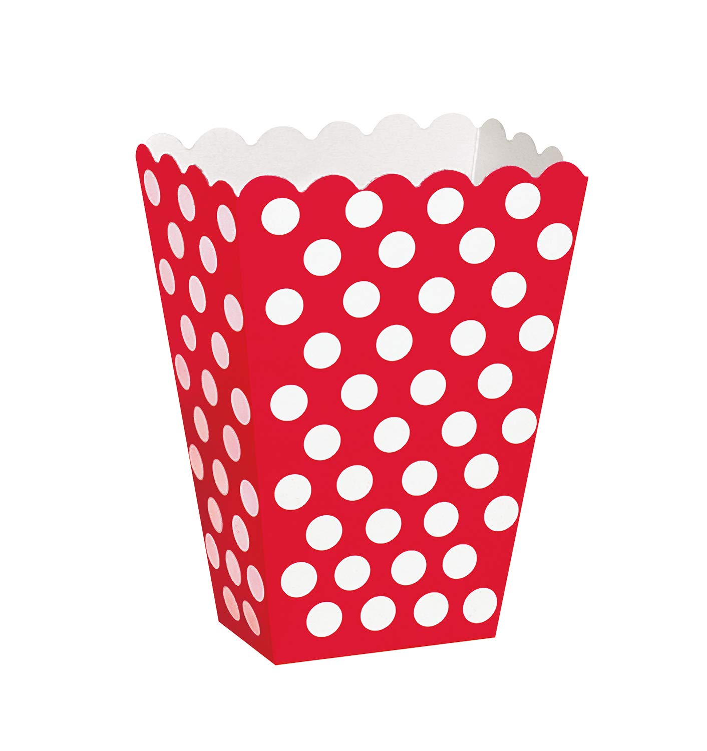 Ruby Red Polka Dot Paper Treat Boxes (20cm x 15cm) Pack of 8 - Stylish Party Favor Packaging for Celebrations & Events