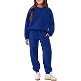 Arshiner Girls Clothes 2 Piece Fashion Fall Outfits Oversize Pullover Sweatshirt and Sweatpant Sweatsuit Sets with Pockets
