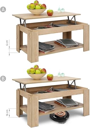 Comifort Hohenverstellbarer Couchtisch Mobelstuck Mit Zeitschriftenfach Viel Stauraum Moderner Stil Sehr Belastbar Farbe Weiss Matt Amazon De Kuche Haushalt
