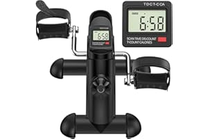 TABEKE Pedal Exerciser - Stationary Mini Exercise Bike for Arm/Leg Exercise, Portable Under Desk Foot Cycle Peddler with LCD Display (Black)