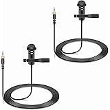 2-Pack Lavalier Lapel Microphone Compatible with Sennheiser Wireless System Bodypack Transmitter, Omnidirectional Condenser M