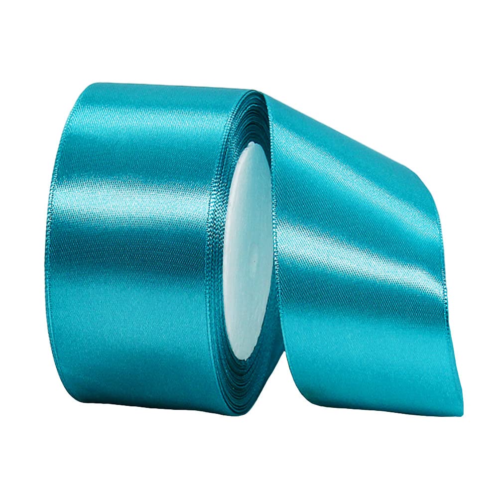 40mm Wide Thick Peacock Blue Ribbon for Gift Wrapping,22m 1.5Inch Large Fabric Satin Ribbon Blue Bow for Gift Wrapping,Ribbons for Crafting,Bouquets,Wedding,Car,Presents,Cake,Christmas Decorations