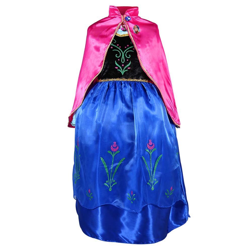 Bascolor Disfraz Anna Frozen Niñas con Capa Princesa Ana Vestido Traje Princesa  Anna para Halloween Cosplay Fiesta 7-8 años iribb Niños Disfraces